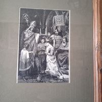 Старинная гравюра в рамке.