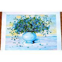 Картина натюрморт цветы пейзаж акварель