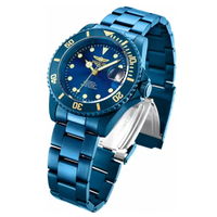 Редкие часы Invicta Pro Diver Automatic Blue Label, новые. Механика, оксидированные корпус и браслет. Водозащита WR 200 м по ISO 22810.