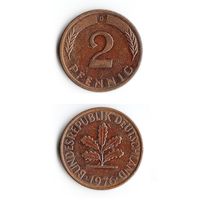 2 пфеннига Германия 1976 года(D)