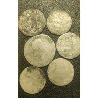 6 монет,1зл-1818,10гр-1840,10гр-1825,10гр-1812,10гр-1840, 10гр-1831 год