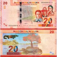 Боливия 20 боливиано образца 2018 года UNC p249(1)