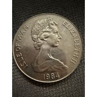 Монета. 1 крона Острова Мэн 1984 года выпуска, посвященная XXIII летним Олимпийским играм в Лос-Анджелесе