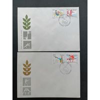 Польша 1987 Два КПД с полной серией марок "Достижения польских спортсменов на разных чемпионатах мира 1986 года" (спецгашение) Mi.3118-3121 каталог 1.80 евро