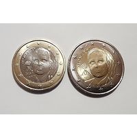 Монако 1 и 2 евро 2025 Князь Альбер II Регулярные. Новый чекан. UNC из ролла