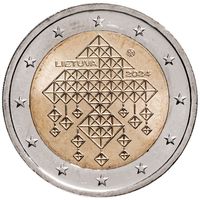 2 евро 2024 Литва Соломенные сады UNC из ролла