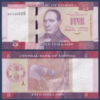 Либерия, 5 долларов 2016 г, P-31a (AA, президент Эдвард Джеймс Ройе), UNC