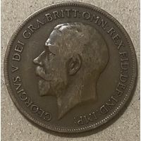 Монета 1 пенни 1920 год. Великобритания. Король Георг V