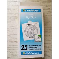 Холдеры Leuchtturn Opnima 50*50 мм для монет 39.5, 37.5, 35, 32.5 мм, самоклеющиеся.
