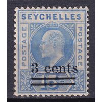 73.BrKSe. Великобритания. Колонии. Сейшельские острова. Эдуард. Стандарт. Надпечатка нового номинала. 3C. 1903 г. Mi.#49.