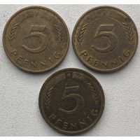 Германия 5 пфеннигов 1980 г. F. Цена за 1 шт.