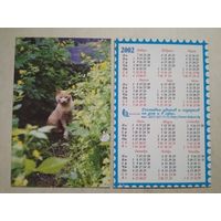 Карманный календарик . Котик. Белпочта. 2002 год