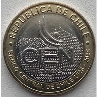 Чили 100 песо 2025 г. 100 лет банку