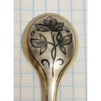 С 1 РУБЛЯ! КОФЕЙНАЯ ЛОЖКА СЕРЕБРО 875 ПРОБА ПОЗОЛОТА ЧЕРНЬ