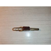 Позолоченный зажим для галстука с вставкой из натурального камня, клеймо РС8М.