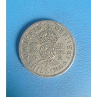 Великобритания 2 шиллинга 1951 год Георг VI без надписи IND: IMP:
