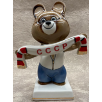 Статуэтка Олимпийский Мишка Болельщик Фарфор Вербилки