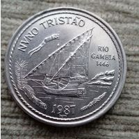 Werty71 Португалия 100 эскудо 1987 Золотой век открытий - Нуну Триштан Корабль Гамбия