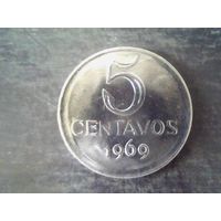 Монеты. Бразилия 10 сентаво 1969.