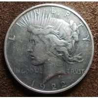 Доллар США 1922 г. Мирный доллар. Буква D (Денвер) - самый редкий для этого года
