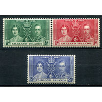 Британские колонии - Фолклендские острова - 1937г. - коронация короля Георга VI и королевы Елизаветы - 3 марки - полная серия, MH [Mi 75-77]. #2-Bc-130-A-2