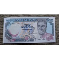 Werty71 Замбия 10 квача 1989 - 1991 UNC банкнота