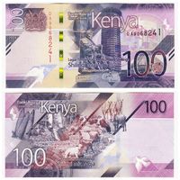 Кения 100 шиллингов образца 2024 года UNC pw53 серия DC