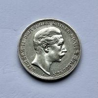Монета СЕРЕБРО ПРУССИЯ 3 марки 1908 год ОТЛИЧНЫЕ