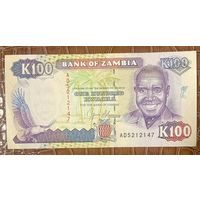 Банкнота 100 квача 1991 год. Замбия. Первый президент Замбии Кеннет Каунда. НЕ БЫЛА В ОБОРОТЕ.