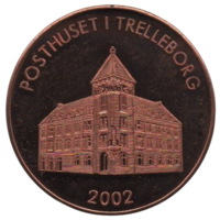 Коммуна Треллеборг. Швеция. 20 крон 2002.  Почтовое отделение Треллеборга. Локальная валюта. Законное платёжное средство. 35 мм.