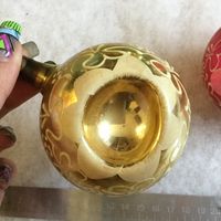 Игрушка ёлочная Шар золотой Подсолнух , стекло. СССР