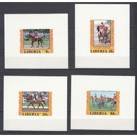 Спорт. Олимпийские игры. Конный спорт. Либерия. 1977. 4 блока. Michel N 1032-1034, 1036 (- е).