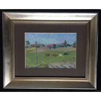 Крохалев П.С (Крохолев) Пейзаж. 1960г. Картон, масло. Размер 33х40 см.