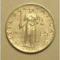 Ватикан 5 Лир 1951