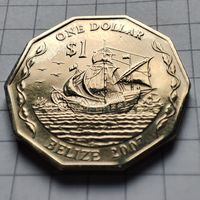 1 доллар Белиза 2007 года .Корабль Санта-Мария.