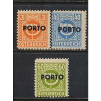 Американо-британо-французская зоны оккупации Австрии Доплатные 1946 Почтовый рожок Стандарт #189,199,200