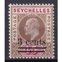 74.BrKSe. Великобритания. Колонии. Сейшельские острова. Эдуард. Стандарт. Надпечатка нового номинала. 3C. 1903 г. Mi.#51.