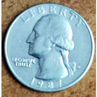 США 25 центов 1987 D