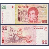 Аргентина, 20 песо 2003 г., P-355c (губернатор Хуан Мануэль де Росас), UNC