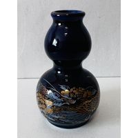 Винтажная фарфоровая миниатюрная вазочка для цветов кобальт "Жар-птица". АУКЦИОН не с рубля без МПЦ.