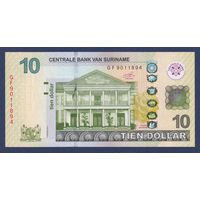 Суринам, 10 долларов 2019 г., P-163 (GF, центробанк в Парамарибо, река Суринам), UNC