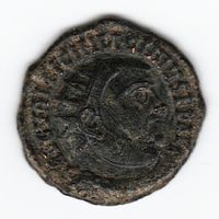 Римская Империя Фоллис  Лициний 308-324 г. н.э. ЛС - Бюст императора в лучевой короне вправо. ОС - Юпитер со статуэткой Ники в руке