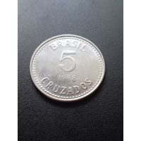 Бразилия 5 крузейро (крузадо) 1988 г.