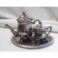 Сервиз Набор кофейный Кофейник + Сахарница на подносе