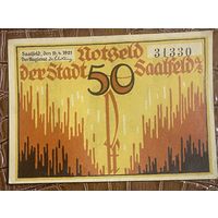 Нодгельд 50 пфеннигов 1921 год. Заальфельд. Веймарская республика