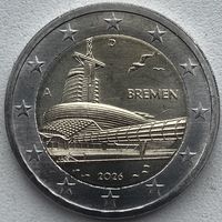 Германия 2 евро 2026 г. Бремен, музей климатических зон