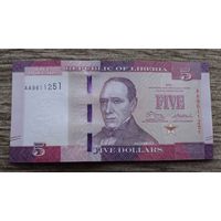 Werty71 Либерия 5 долларов 2016 год UNC Банкнота